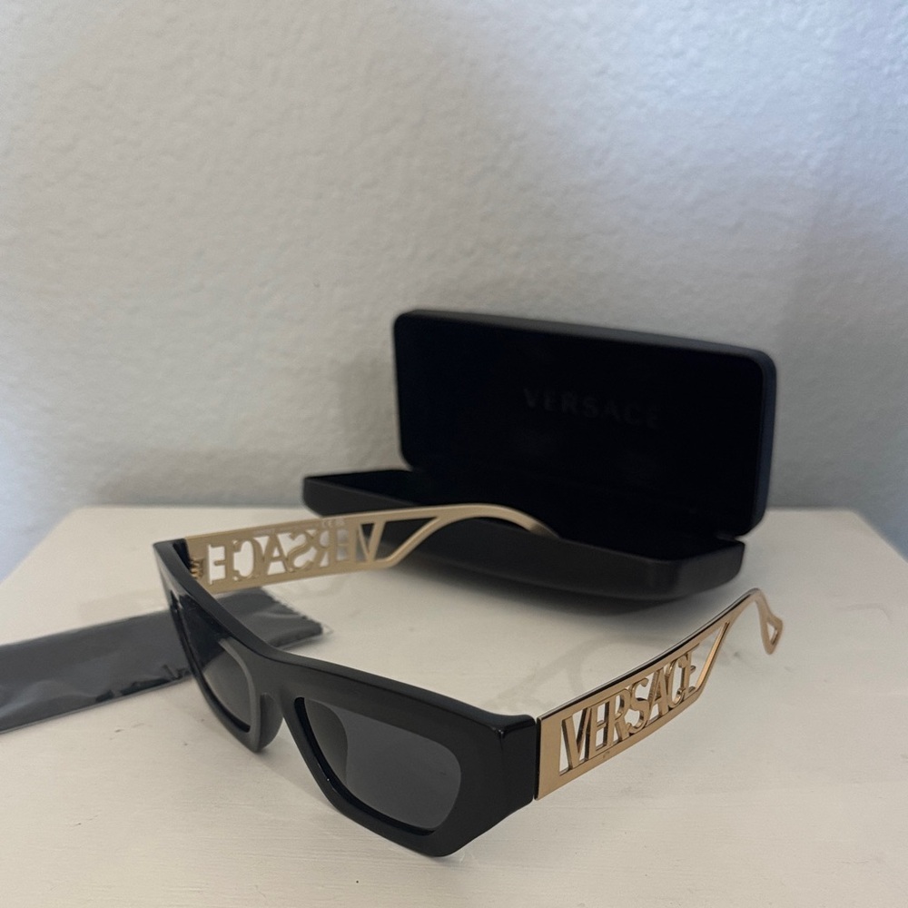 Versace Black and Gold Designer Sunglasses